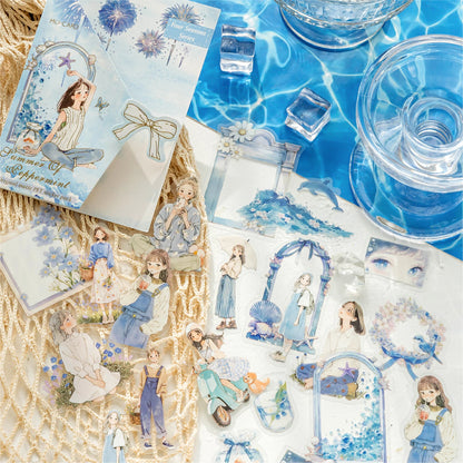JIANQI 40pcs Four Seasons Girls Stickers Aesthetic Landscape Decor Scrapbook Diary Album Collage material junk journal supplies
