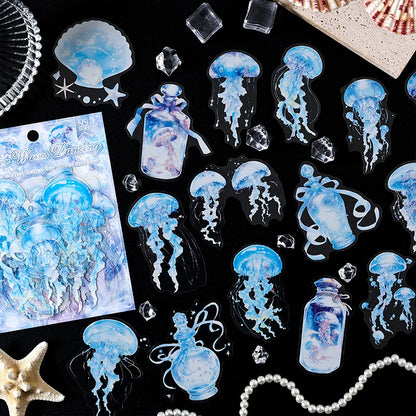 JIANQI 30 pcs Die cutting sticker jellyfish series Dreamlike watercolor jellyfish ocean hand tent DIY decor scrapbook material
