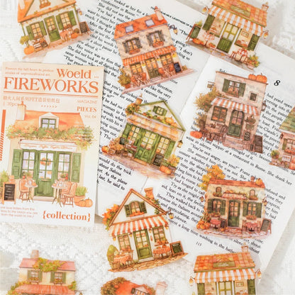 JIANQI 30 pcs House theme Sticker Pack Junk Journal DIY Scrapbooking School Supplies Collage Stationery Stickers