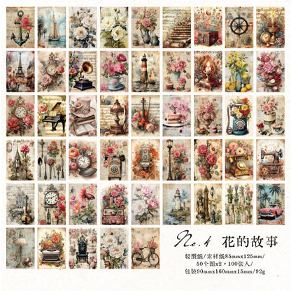 100 pcs Vintage Plants Flowers garden Material paper paper Scrapbooking DIY Photo Album Collage Journal Creative Stationery