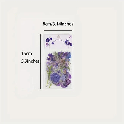 JIANQI 40Pcs Natural plants Flower Stickers DIY scrapbook PET Material Handbook Water Cup Plant Transparent Sticker