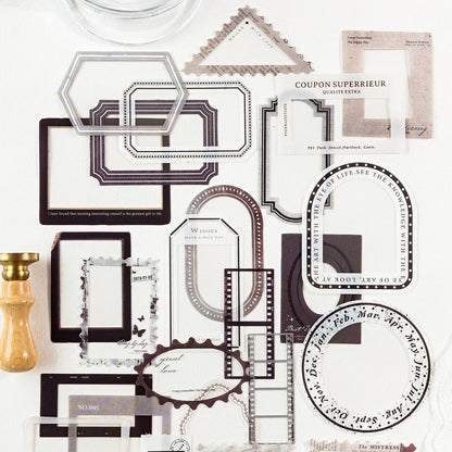 JIANQI 25pcs/pack Framework Decorative Stickers Scrapbooking Diary Deco Junk Journal Stationery Ins Style Stationery Stickers