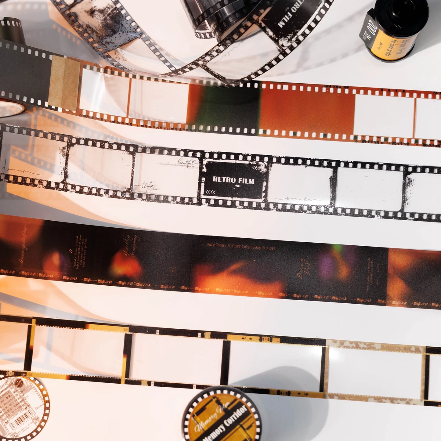 JIANQI 30mm*2m PET Transparent Tapes Memory Film DIY Scrapbooking Art Collage Photo Album Journal Tapes Creative Stationery