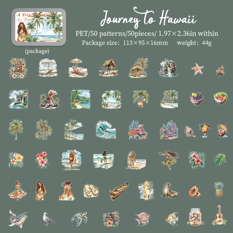 JIANQI 50 pcs PET Iron box packaging Stickers Travel Theme Decorative handmade Scrapbooking Material Diary Album Craft Supplies