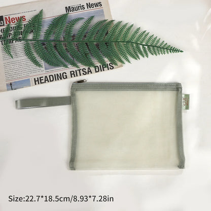 JIANWU Morandi Color Translucent Test Paper Storage Bag Mesh Pencil Case Creative Journal Material Student Supplies Stationery