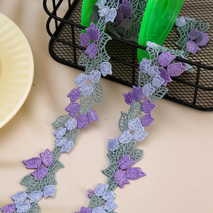 1 Yard Flowers Embroidery Water Soluble Lace Ribbon Applique Dress Headveil DIY Sewing Supplies 4CM Wide