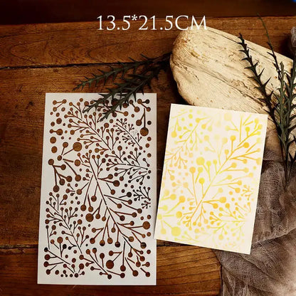 JIANWU Vintage Hollow Plant Flower Material Carved Plastic Plate Stencils Creative DIY Junk Journal Student Supplies Stationery