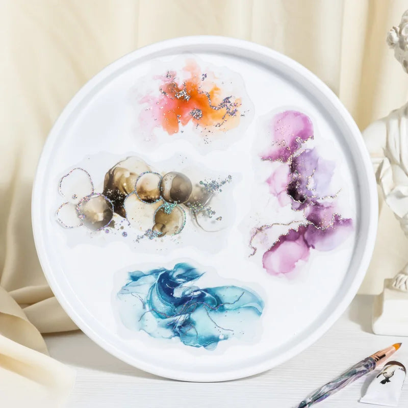 JIANQI 10pcs Hot stamping flower stickers PET Materials Collage Junk Journal DIY Scrapbooking Supplies Aesthetics Decor Sticker
