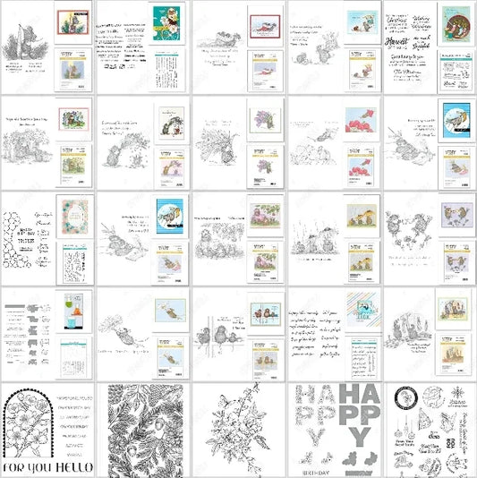 Mouse Flower 2025 New Stamps Scrapbook Diary Decoration Stencil Embossing Template Diy Greeting Card Handmade
