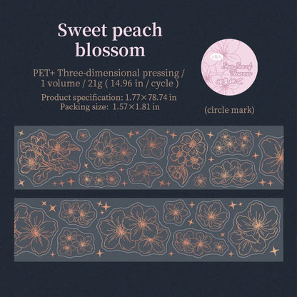 JIANQI 45mm*2m PET bronzing Plants Flowers Tapes DIY Scrapbooking Decor Photo Album Collage Journalling Materials Stickers