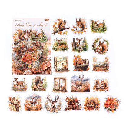 JIANQI 40 pcs Cute Style Cats animals Stickers aesthetic Decorative Diary Album Stationery Stick Labels Junk Journal Supplies