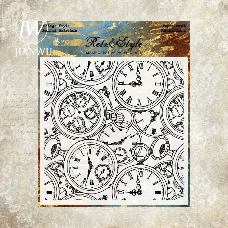 JIANWU Vintage Geometric Patterns Material Collage Transparent Silicone Stamp Creative DIY Journal Student Supplies Stationery