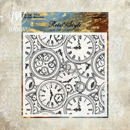 JIANWU Vintage Geometric Patterns Material Collage Transparent Silicone Stamp Creative DIY Journal Student Supplies Stationery
