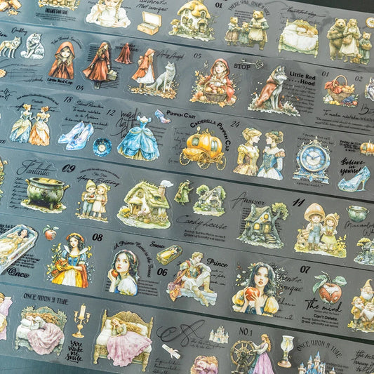 JIANQI 50mm*2m Fairy Tale Theme PET Tapes DIY Scrapbooking Decor Photo Album Collage Journalling Materials Aesthetics Stickers