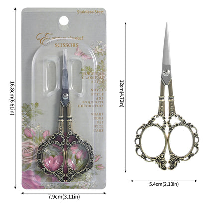 4.67Inch Embroidery Sewing Scissor Retro-style Stainless Steel Peacock Needlework Sewing Scissors for Paper Fabric Cutting Craft