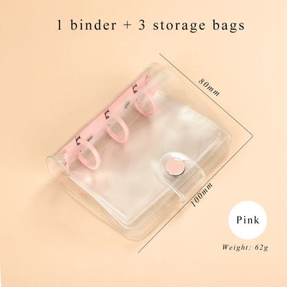 JIANWU Cute Mini 3 Ring Loose-leaf Book Transparent Portable Student Journal Binder Notebook Kawaii Stationery School Supplies
