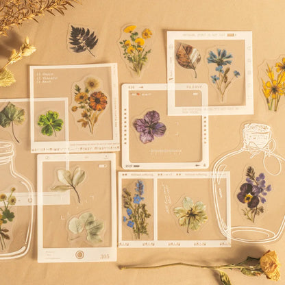 JIANQI 30 pcs Dried flower border PET Stickers Decorative handmade Scrapbooking Material Diary Album Craft Supplies