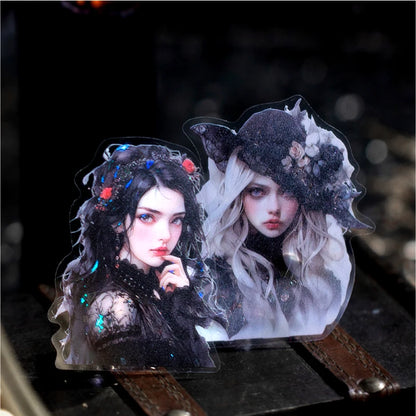 JIANQI 10pcs/pack Kawaii Girl PET Stickers DIY Scrapbooking Decor Photo Album Creative Stationery Collage Materials Stickers