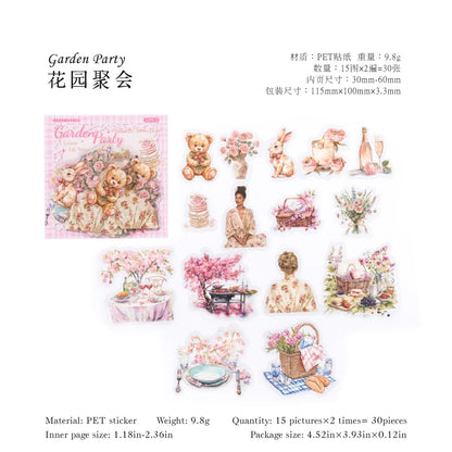 JIANQI 30pcs/pack INS Girls leisure life  Stickers PET Materials Collage Stationery Decor Diary DIY Scrapbooking supplies