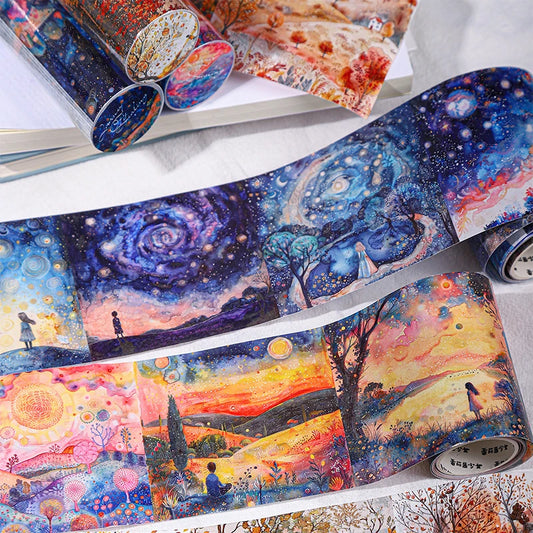 JIANQI 2M/Roll Large size Landscape Tape DIY Scrapbooking Junk Journal Creative Aesthetic Stationery Planner Deco Diary Stickers