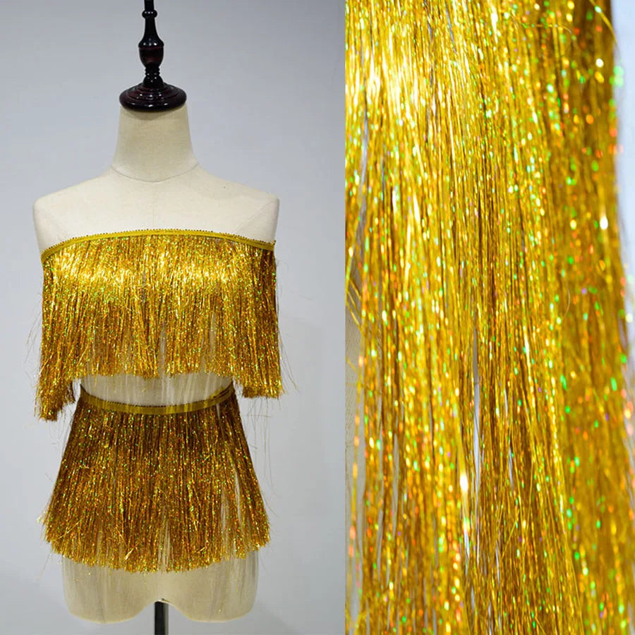 1 Yard Multi-color Tassel Decorative Skirt Tassel Fabric Gradient Latin Dance Row Beard Lace 20CM