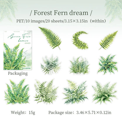 JIANQI Plant Sticker pack 20pcs Natural plants Transparent Waterproof Grass hand account Decoration Scrapbooking supplies