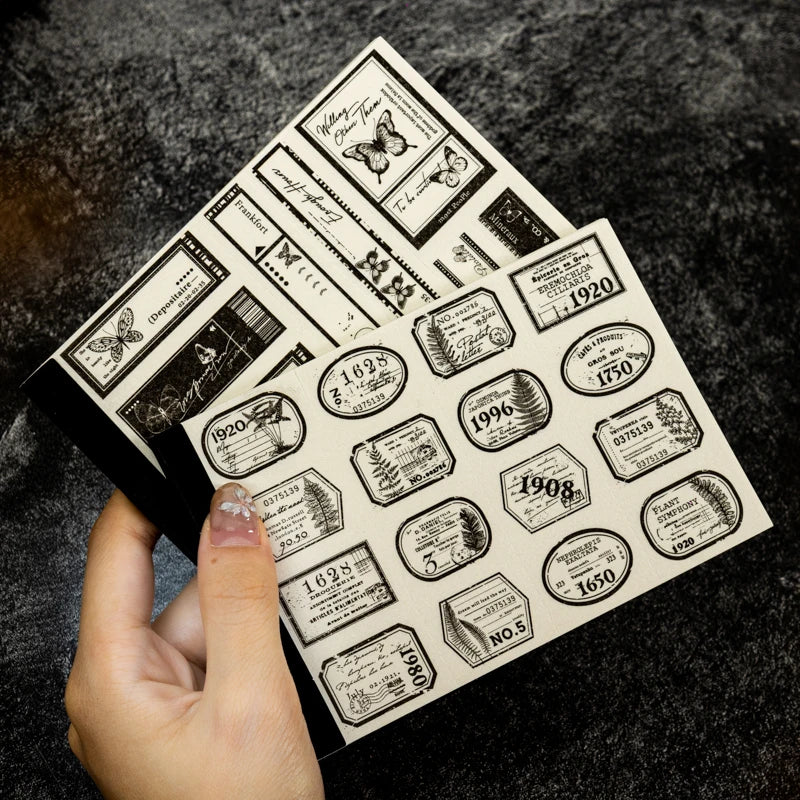 JIANQI 30pcs/book Retro Old tags Material Paper Aestheti Scrapbooking Journaling Vintage Stationery Aesthetic Plants Manuscript