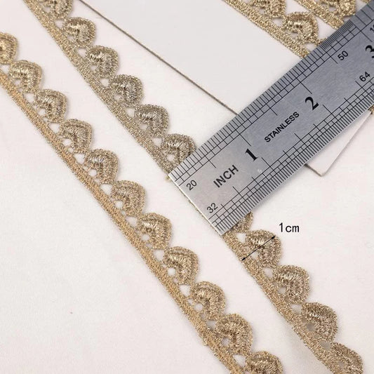 2 Yards Gold Thread  Water Soluble Embroidery Lace Fabric Love Small Barcode DIY Clothing Bag Home Sewing Trimming  Accessories