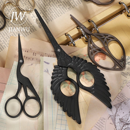 JIANWU  Vintage Crane Stainless Steel Scissors Cutting Tools Creative DIY Student Supplies Stationery