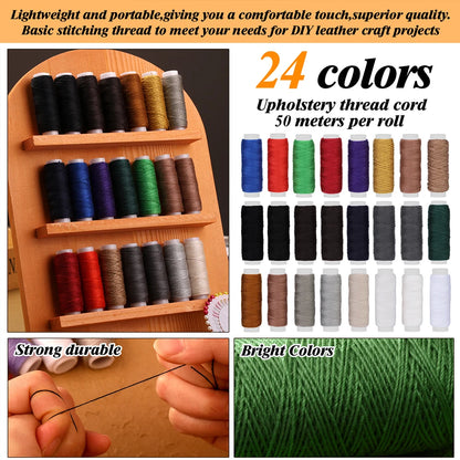Zxiixz 83Pcs/set Leather Repair Sewing Kit with Polyester Sewing Thread 6Pcs Waxed Thread Stitching Needle for Boots Shoes Sofa