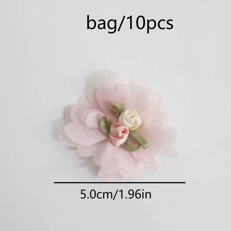10Pcs/Lot Handmade Chiffon Flower Lace Accessories for DIY Wedding Decoration