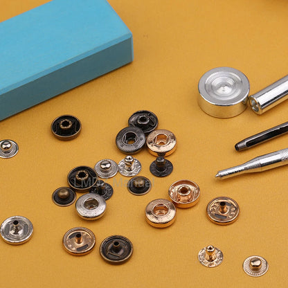 Leathercraft Metal Snaps for Clothes Garment Fasteners Button Snap Press Studs with Installation Tools Kits for Shoes