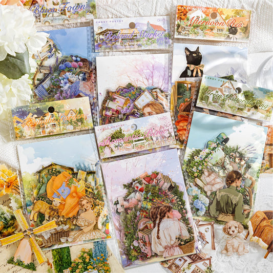 JIANQI 30 pcs INS Field life landscape Stickers Diy Diary Scrapbooking Stickers Festival Birthday Party Gift Decorations Labels