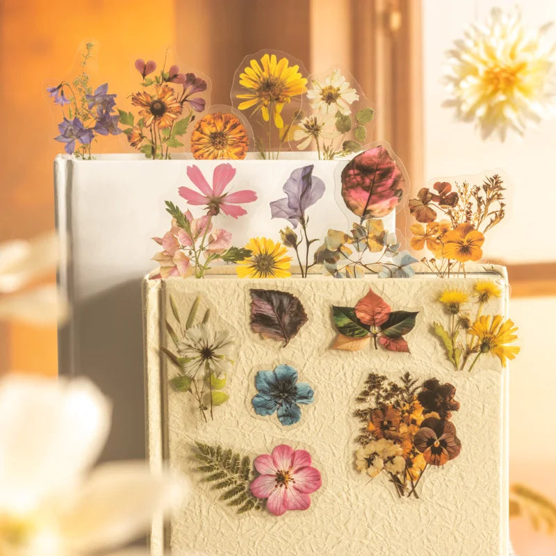 JIANQI 30 pcs Dried flower border PET Stickers Decorative handmade Scrapbooking Material Diary Album Craft Supplies