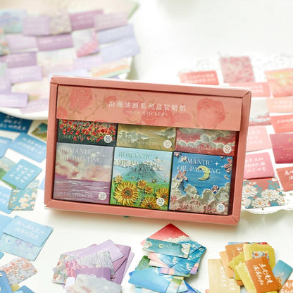 JIANQI 300pcs/boxed Cute Stickers Film Paper Junk Journal Art Collage DIY Photo Album DIY Craft Scrapbooking School Supplies