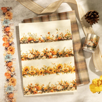 JIANQI 45mm*2m Transparent PET Floral Tapes DIY Scrapbooking Decor Photo Album Collage Journalling Materials Aesthetics Tapes