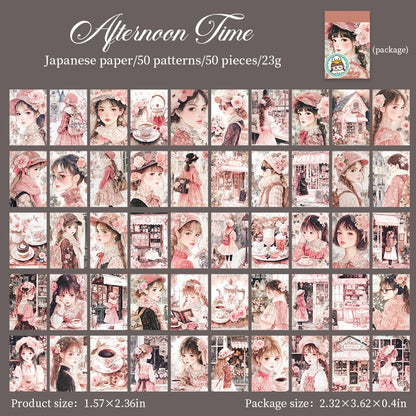 JIANQI 50 pcs Romantic girl Stickers book Old Adhesive Diy Scrapbooking Diary Album accessories Diy junk journal supplies