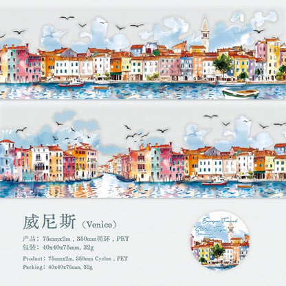 JIANQI 75mm*2m PET Large size tape Sticker Decorative collage Adhesive Diy Scrapbooking hand made Masking tapes