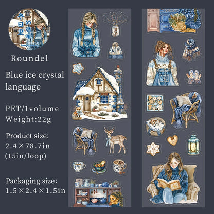 JIANQI 60mm*2m Winter girl PET Tapes Collage Stickers Decor Junk Journal Masking Tape DIY Scrapbook Aesthetic Sticker Stationery