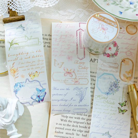 JIANQI 50mm*2m Scrapbook Decor Adhesive Tape Heartbeat Flower Shop Tapes Masking Tapes stickers Aesthetic Stationery Supplies