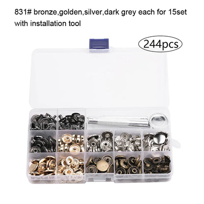 Leathercraft Metal Snaps for Clothes Garment Fasteners Button Snap Press Studs with Installation Tools Kits for Shoes