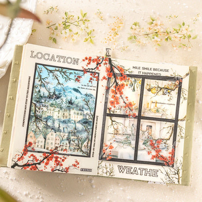 JIANQI PET Tapes Flower branch plant flower DIY Scrapbooking Decor Photo Album Collage Junk Journal Materials Aesthetics Tapes