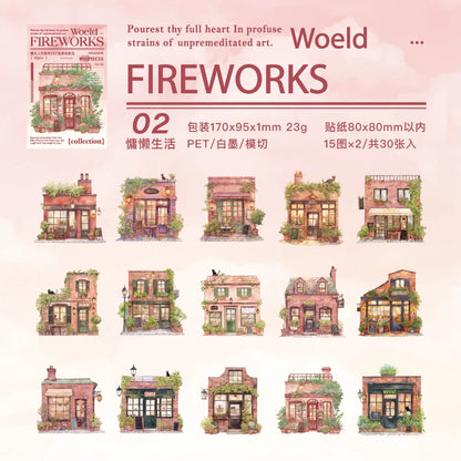 JIANQI 30 pcs House theme Sticker Pack Junk Journal DIY Scrapbooking School Supplies Collage Stationery Stickers
