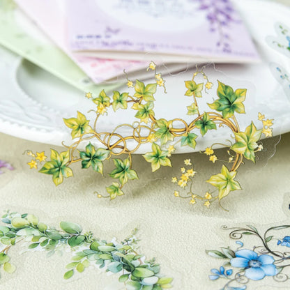 20 pcs/pack Spring Vine flowe Stickers aesthetic Stick Labels Decorative Diary Album Scrapbooking material Junk Journal Supplies