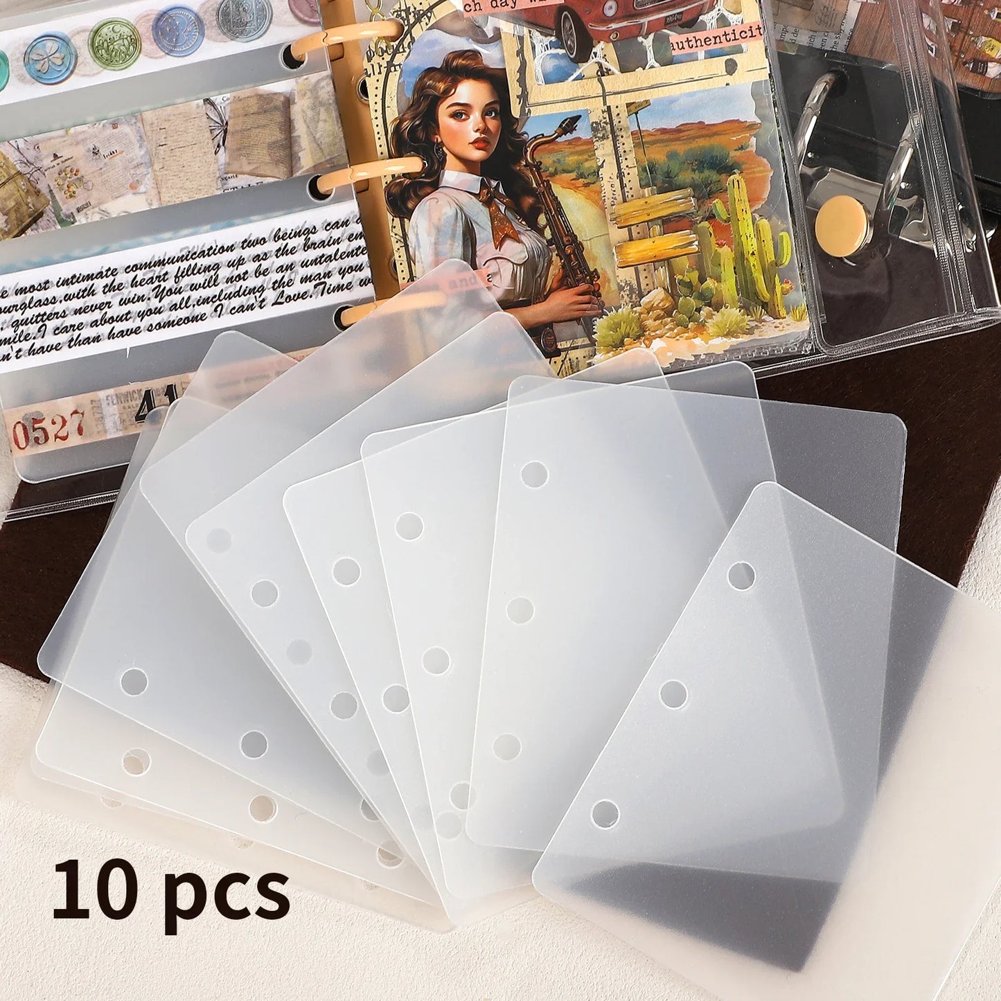 JIANWU Double Buckle A8Mini 3-hole Transparent Loose Leaf Material Storage Notebook Creative Journal Student Supplies Stationery