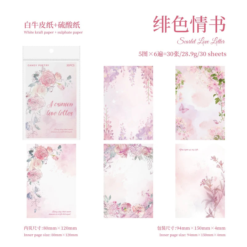 JIANQI 30pcs Decor paper Book Floral Frames can be written Material Collage Junk Journal DIY Scrapbooking supplies