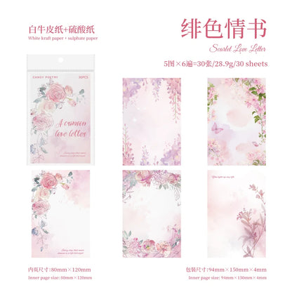JIANQI 30pcs Decor paper Book Floral Frames can be written Material Collage Junk Journal DIY Scrapbooking supplies