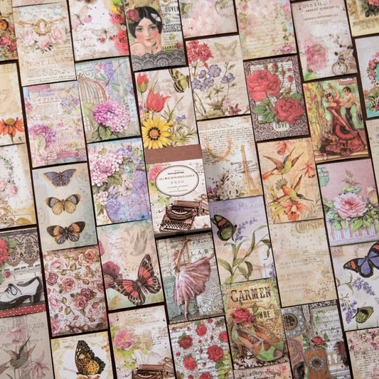 JIANQI 100 pcs Vintage Deco Stickers Diy Scrapbook supplies Junk Journal Hand made Planner Collage material Craft Stationery