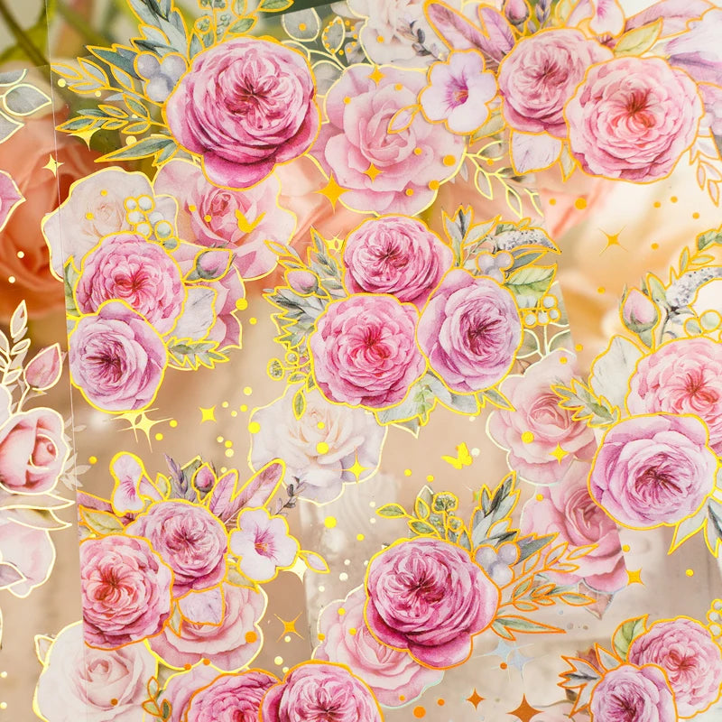 JIANQI 5 Sheets PET Flowers Stickers INS Decorative handmade Scrapbooking Material Diary Album Craft Supplies
