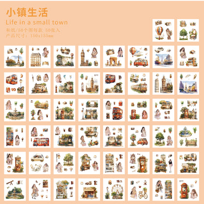 JIANQI 50pcs PET Die cut Stickers book Four Seasons Scenery Decorative handmade Scrapbooking Material Diary Album Craft Supplies